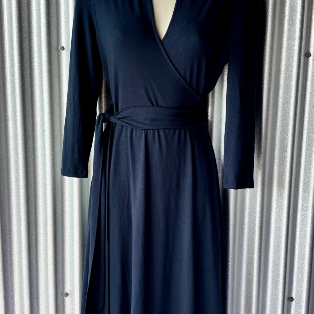 Banana Republic Deep Navy Wrap Dress with Waist Tie